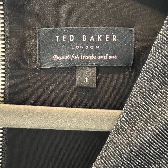 Ted Baker Lizzey Metallic Twist Ruched Cocktail Dressed - Size 1/US 4 - Picture 4 of 8